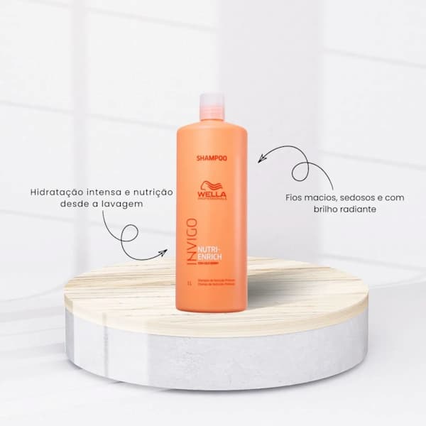 Shampoo Wella Invigo para limpeza suave, hidratação e cuidado profissional dos cabelos.